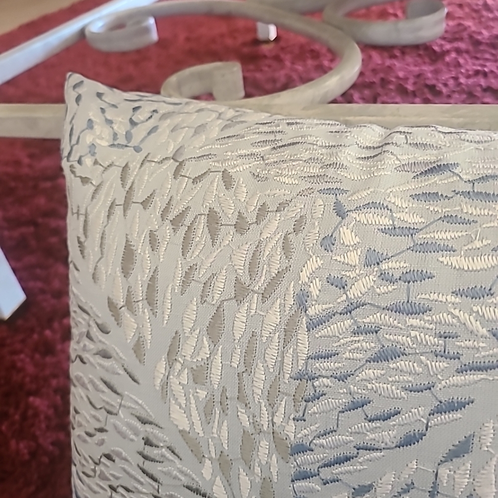 Bassett McNab shimmering leaf fabric handmade pillow.